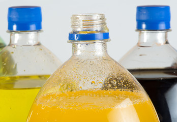 Carbonated drinks in plastic bottles