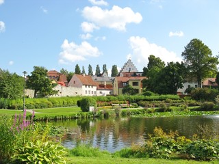 Fototapeta na wymiar A view of a park in the city Visby on the island Gotland