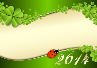 2014 vector template with clover and a lady beetle