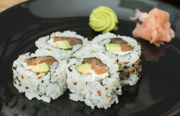 Close up sushi in plate