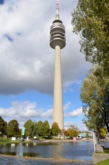 Naklejka premium Olympiaturm, domaine olympique de Munich