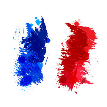 Colored splashes in abstract shape, French flag