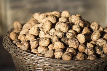 walnuts in basket