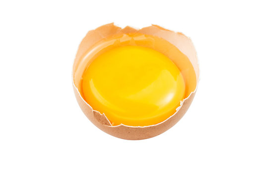 Broken egg isolated on white background, with clipping path