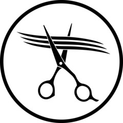 scissors cutting strand of hair