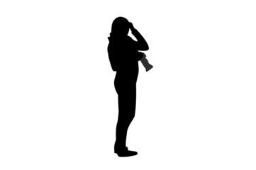 Fototapeta na wymiar silhouette of a girl with a camera