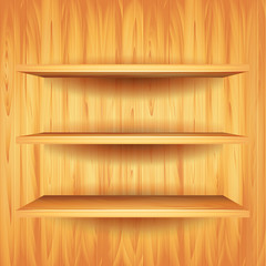 Wooden shelves, vector background