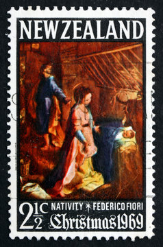 Postage stamp New Zealand 1969 Nativity, by Federico Fiori