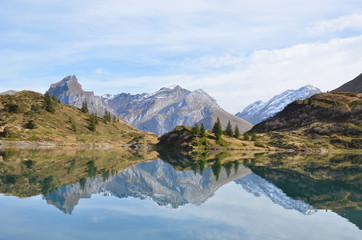 Fototapeta na wymiar Beautiful mountain lake. Switzerland