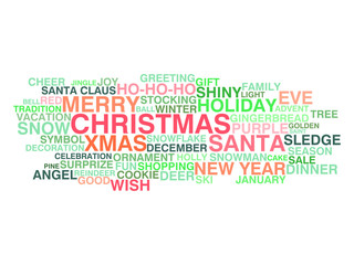 Merry Christmas and Happy New Year. Word cloud concept