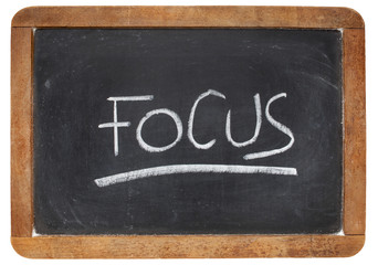 focus word on blackboard