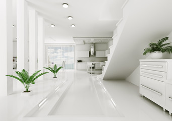 Interior of modern apartment 3d render