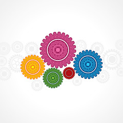 Illustration of colorful gear on white background
