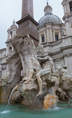 Fototapeta na wymiar Sculpture at Trevi Fountain from an Angle