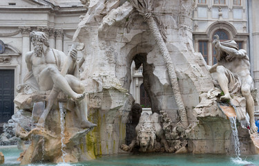 Sculpture at Trevi Fountain Straight On