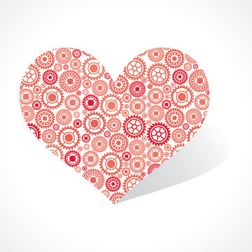 Group of gears make a red heart icon stock vector