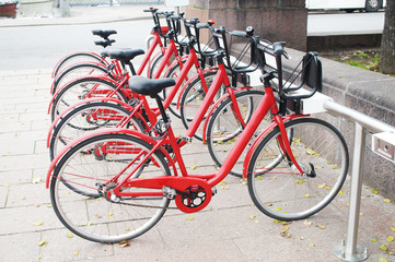 Fototapeta na wymiar bicycles on a parking