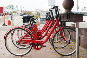 Obraz premium bicycles on a parking