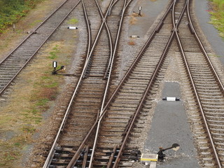 Eisenbahngleise - Weichen &auml;ndern Fahrtrichtung der Z&uuml;ge