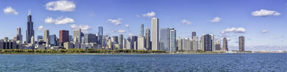 Gordijnen Panoramisch centrum van Chicago © marchello74