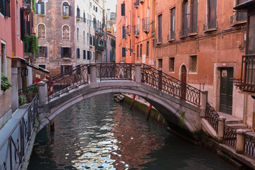 Fototapeta na wymiar Venice Bridge over Small Canal