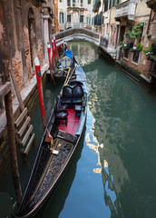 Fototapeta na wymiar Quiet Canal with Two Gondolas