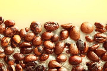 Coffee beans background with space for text
