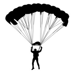 Skydiver, silhouettes parachuting vector illustration
