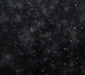 Fototapeta na wymiar Frosty winter background, falling snowflakes and stars