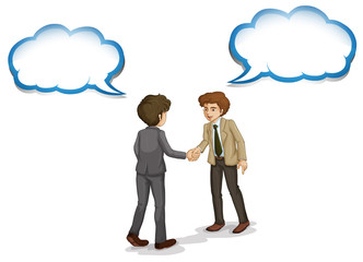 Businessmen shaking their hands with empty callouts