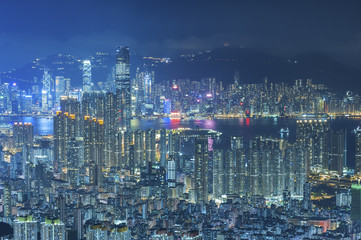 Fototapeta premium Widok z lotu ptaka na miasto Hongkong