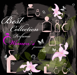 Female perfume premium class.Abstract graphic illustration