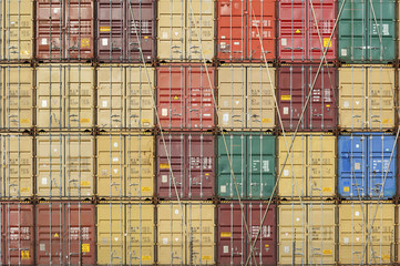 Stack of Colorful Cargo Containers