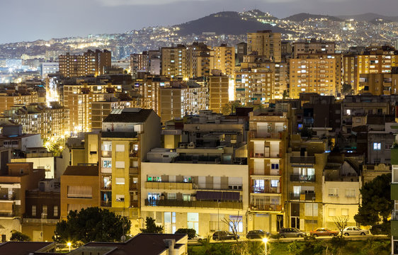 night view of residence district in Badalona