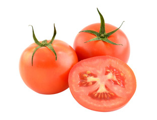 Fresh tomatoes isolated on white