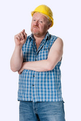 Builder facial expression - isolated on white