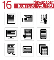 Vector black newspaper icons set