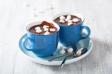 Wall murals Chocolate hot chocolate with small marshmallows