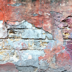 texture or background wall of shabby paint and plaster cracks