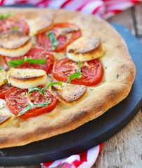 cheese and tomato pizza.