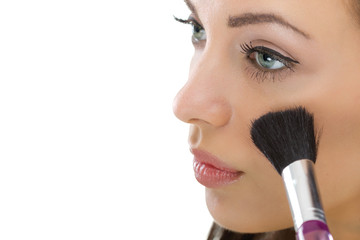 Makeup. Applying Make-up Cosmetics Brush