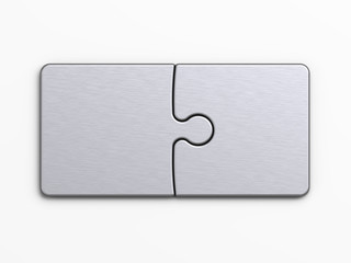 metal pieces of puzzle to place concepts with clipping path