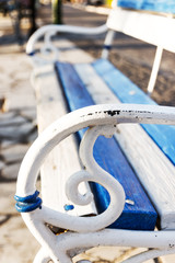 Antique metal bench  in the park