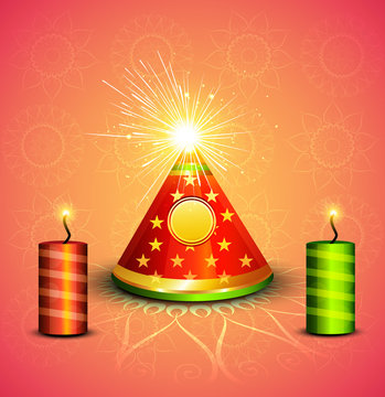 Beautiful celebration stylish shiny diwali crackers festival vec