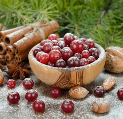 Christmas cranberries in a bowl