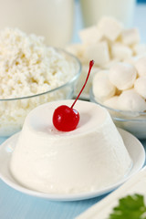 ricotta cheese with cocktail cherry