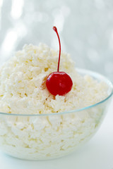 Cottage cheese with cherry