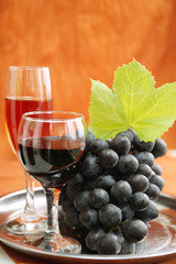 wine glass and grapes