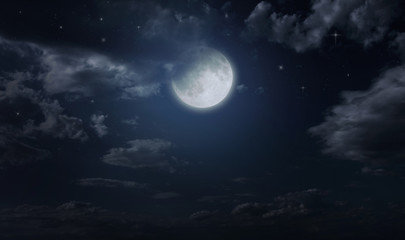 Fototapeta na wymiar Night starry sky and moon