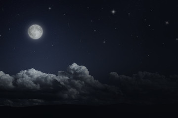 Naklejka na ściany i meble Noc gwia¼dziste niebo i księżyc